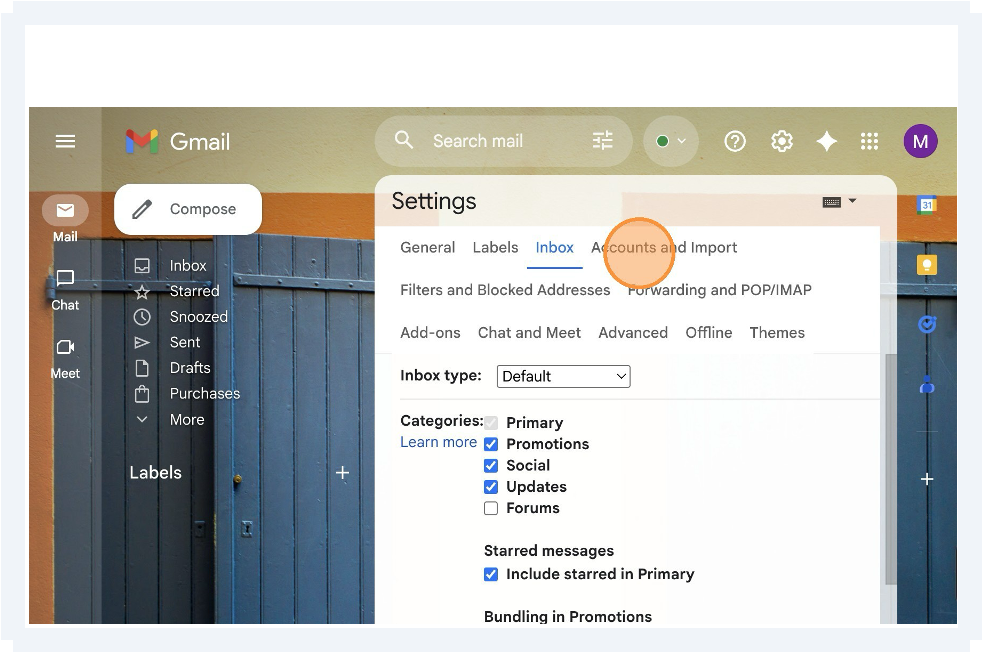 Accounts and Import tab